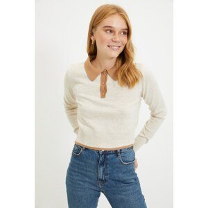 Trendyol Stone Polo Collar Knitwear Sweater