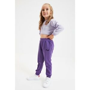Trendyol Purple Embroidered Jogger Girl Knitted Sweatpants