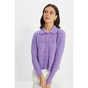 Trendyol Purple Collar Detailed Knitwear Cardigan