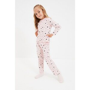 Trendyol Pink Star Patterned Girl Knitted Pajamas Set