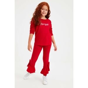 Trendyol Red Frilly Girl Knitted Leggings