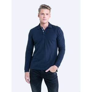 Big Star Man's Polo longsleeve T-shirt ls 152064 Blue Knitted-403