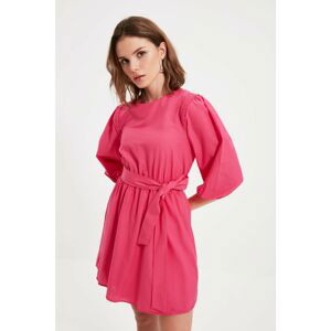 Trendyol Fuchsia Petite Belted Gipe Detailed Dress