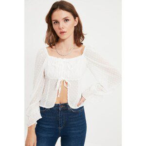 Trendyol White Petite Tie Detailed Blouse