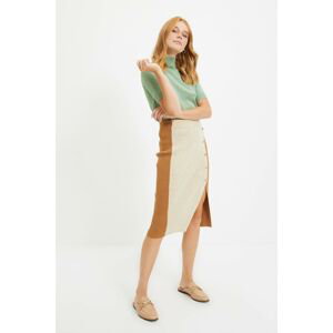 Trendyol Camel Color Block Knitwear Skirt