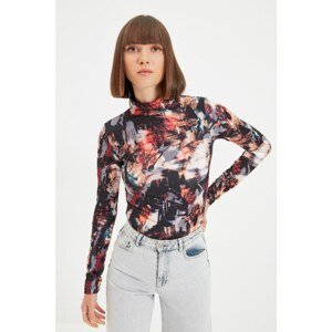 Trendyol Black Patterned Knitted Stand Up Blouse
