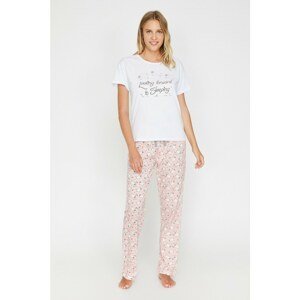Koton Women's Pink Printed Pajama Set