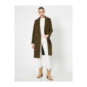 Koton Women's Green Button Detailed Coat