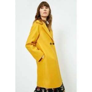 Koton Women's Yellow Button Detailed Coat