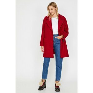 Koton Women's Claret Red Pocket Detailed Coat