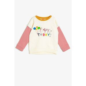 Koton Baby Girl Ecru Printed Sweatshirt