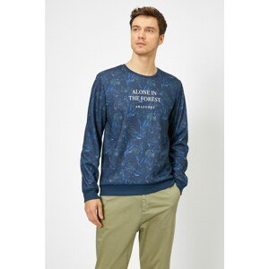 Koton Men's Navy Blue Patterned Sweatshirt