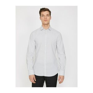 Koton Men's White Long Sleeve Classic Collar Patterned Shirt