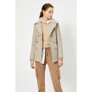 Koton Women's Ecru Button Detailed Coat