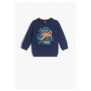 Koton Blue Boy's Letter Printed Sweatshirt