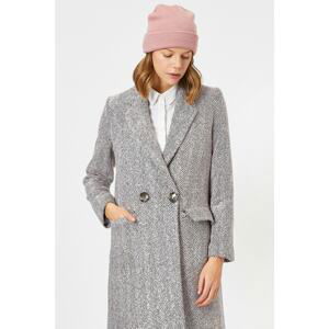 Koton Women's Purple Button Detailed Coat