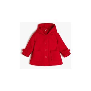 Koton Girl Red Hooded Gabardine Coat