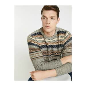 Koton Men's Brown Patterned Sweater
