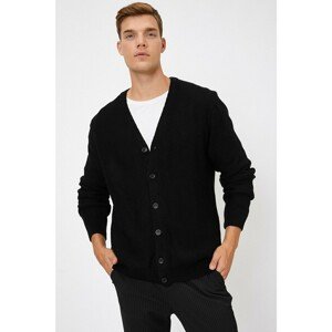 Koton Men's Black Button Detailed Cardigan