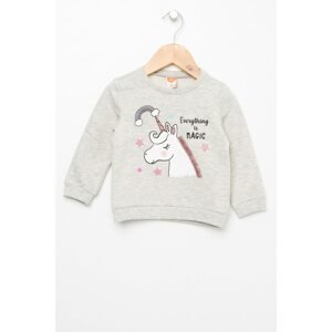Koton Gray Baby Girl Printed Sweatshirt