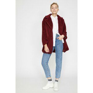 Koton Women's Claret Red Pocket Detailed Coat