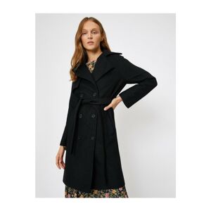 Koton Women's Pocket Detailed Waist Tie Coat