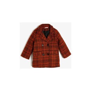 Koton Girl's Orange Orange Button Detailed Coat