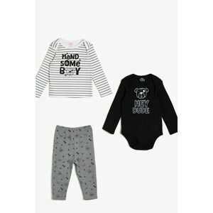 Koton Baby Boy Black Patterned Baby Sets