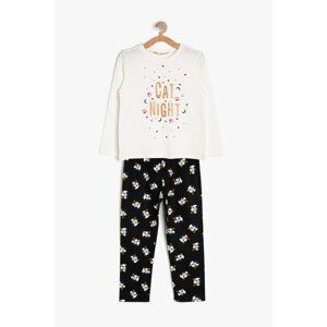 Koton Black Patterned Girls Pajamas Set