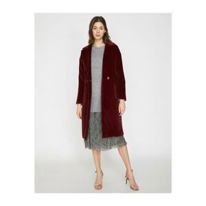 Koton Women's Claret Red Pocket Detailed Coat