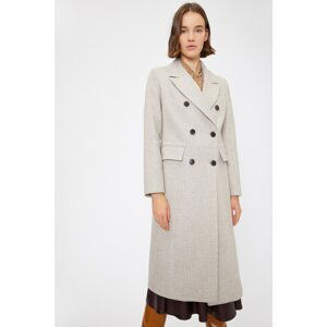 Koton Women's Ecru Checked Coat