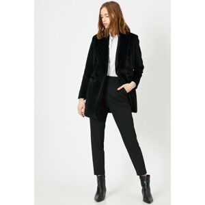 Koton Women's Black Button Detailed Coat