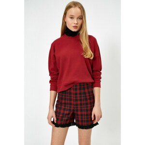 Koton Women's Claret Red Crew Neck Sweatshirt