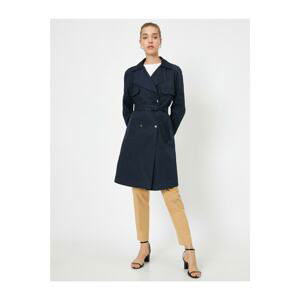 Koton Women's Navy Blue Trench Coat