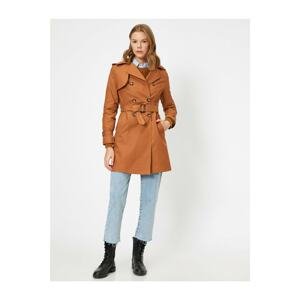 Koton Women's Brown Button Detailed Trench Coat