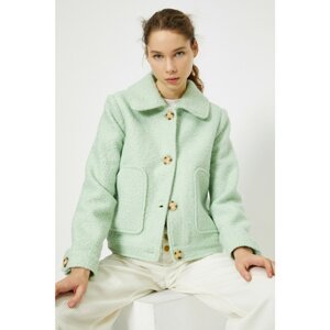 Koton Women's Green Button Detailed Coat