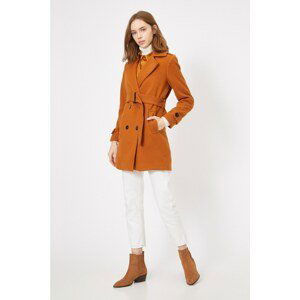 Koton Women's Brown Button Detailed Coat