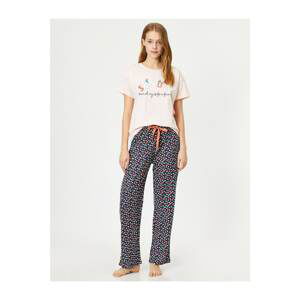 Koton Slogan Printed Cotton Pajamas Set