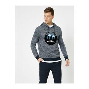 Koton Men's Navy Blue Printed Sweatshirt