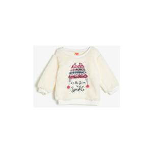 Koton Baby Girl Ecru Printed Sweatshirt