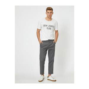 Koton Men's Gray Straight Cut Woven Trousers