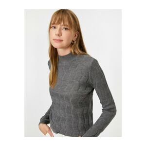 Koton Women's Gray Stand Collar Long Sleeve Knitwear Sweater