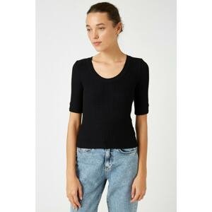 Koton 3/4 Cuff-Button Detailed V-Neck Knitwear Sweater