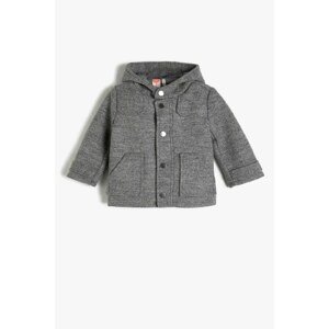 Koton Girl's Gray Hooded Pocketed Coat 1kmb28360ow