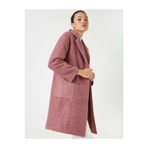 Koton Women's Purple Buttoned Pocketed Coat