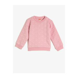 Koton Girl's Pink Long Sleeve Crew Neck Sweatshirt