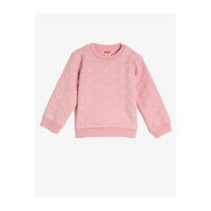 Koton Girl's Pink Long Sleeve Crew Neck Sweatshirt
