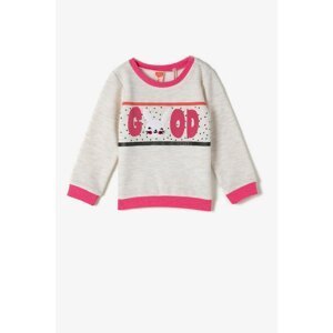 Koton Baby Girl Ecru Crew Neck Printed Sweatshirt