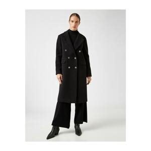 Koton Women's Black Buttoned Coat