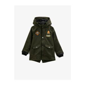 Koton Hooded Pocket Embroidered Coat